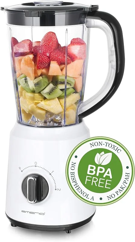 Emerio Blender BL-124816, kross Ice, 1, 5 l behållare, 2 hastigheter pulsfunktion, knivenhet av rostfritt stål, säkerhetsbrytare, diskmaskinssäker, 400 watt, vit, tritan — Kök & Hushåll