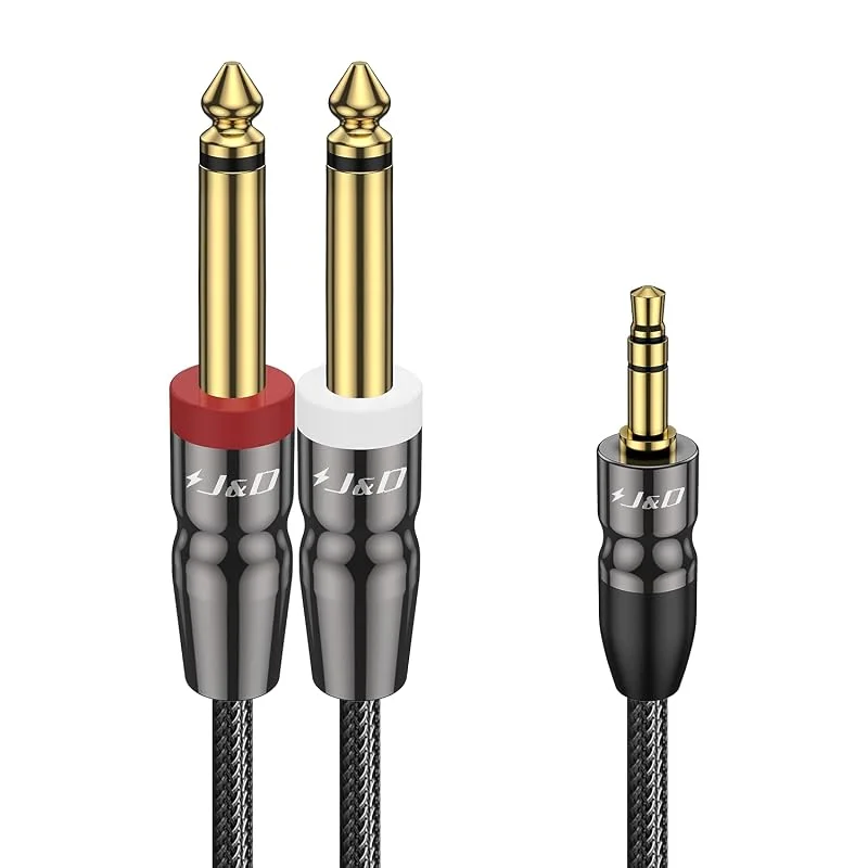 J&D Aux 3, 5mm till 2x 6, 35mm Ljudkabel 0, 9m, Stereo Aux till 2x Hane Jack Adapter, Mono Y-Splitter för Mixer, Förstärkare, Ljudinspelare, Gitarr — Hörlurar och ljud