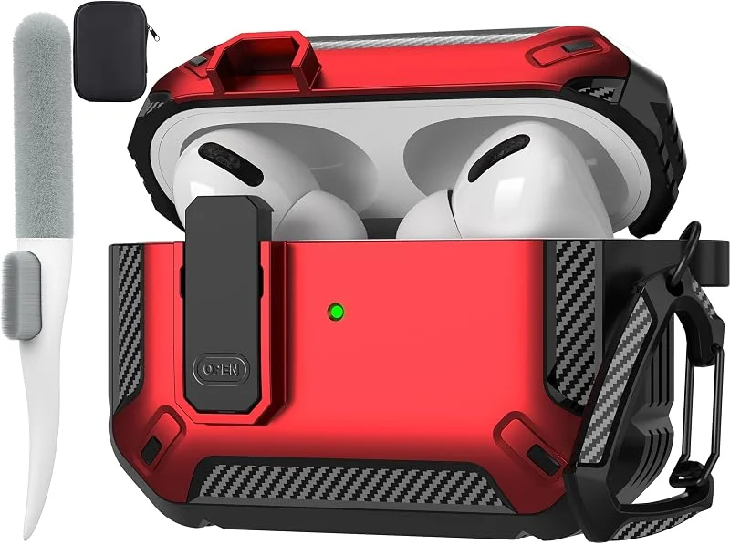 för AirPods Pro 1st, 2:a fodral med magnetlås, Magsafe Ready, röd — Mobil och surfplatta
