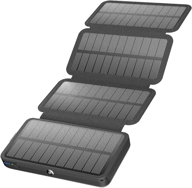 Solar Charger 22.5W Fast Charging - A ADDTOP Solar Power Bank - Portable Phone Battery with 4 Solar Panels PDQC 3.0 External Battery Pack with 2 USB-A Out & 1 USB-C Out, In for Phones Tablets — Mobil och surfplatta