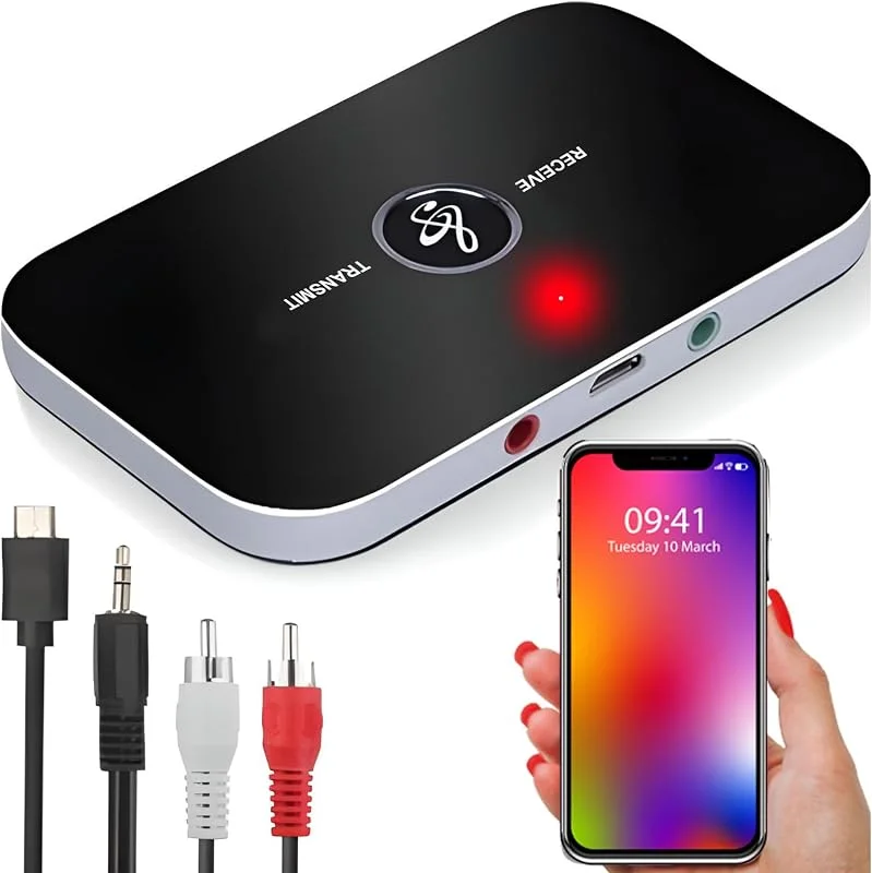 Retoo Bluetooth Adapter 2 i 1 trådlös sändare Mottagare Ljud AUX 3, 5 mm kabel aptX Low Latency för MP3 HiFi-högtalare TV PC Bilhörlurar Stereosystem Svart — Portabel digital och ljud