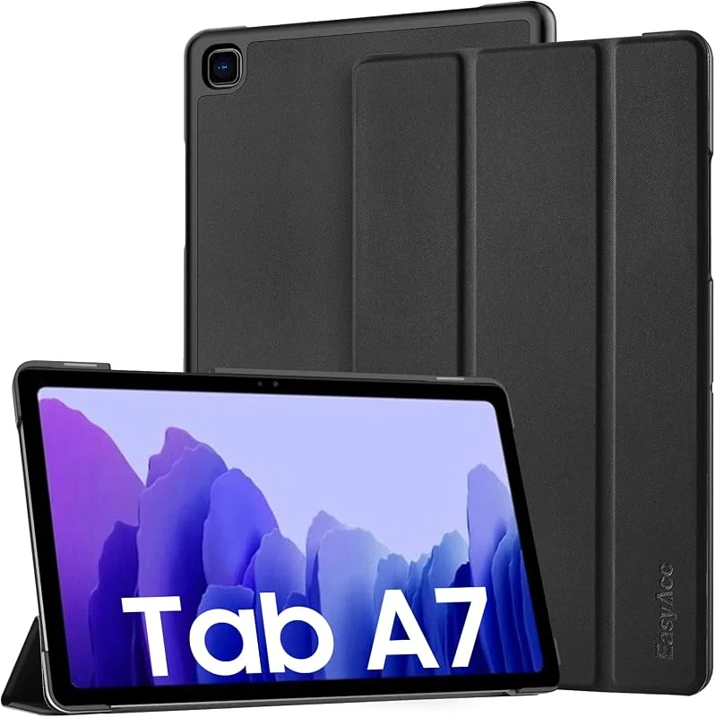 EasyAcc Fodral kompatibelt med Samsung Galaxy Tab A7 10, 4 tum 2022, 2020 (SM-T500, SM-T505), ultratunt PU-läderfodral med stativfunktion, svart — Mobil och surfplatta