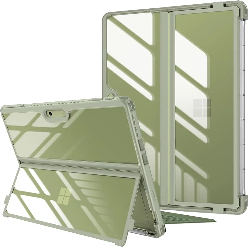 Fintie Hybridfodral kompatibelt med Microsoft Surface Pro 10 (2024), Surface Pro 9 (2022) 13 tum, stöttåligt klart skydd med TPU robust ram passform typ fodral tangentbord + kickstand, grön — Mobil och surfplatta