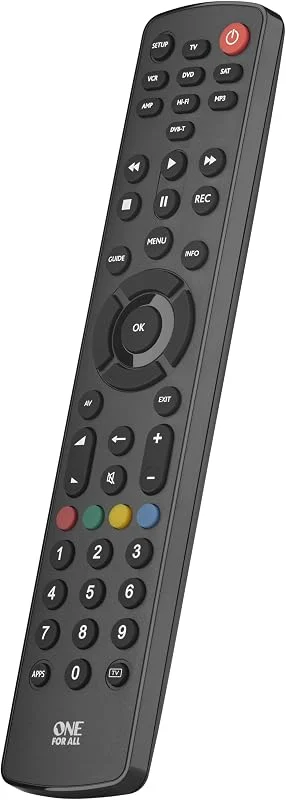 One For All Contour 8 URC 1280 Universalfjärrkontroll Fungerar med 8 Enheter (TV Freeview, Blu-ray Media streamer, IR Game and Audio) med Lärandefunktion Svart — TV och streaming