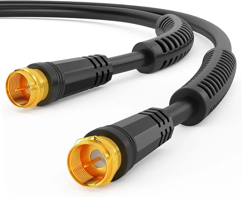 HB-DIGITAL 5m antennkabel SAT TV 8K 4K UHD koaxialkabel satellitanslutning kabel F-kontakt DVB-S2 DAB+ radio mantel strömfilter 2x ferritkärna svart — TV och streaming