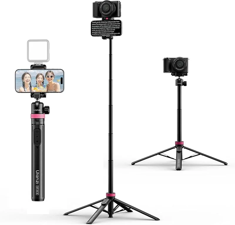 ULANZI MT-44 B Pop Open Selfiepinne Bluetooth 150 cm, automatiskt öppet stativ för fyra ben, allt-i-ett-stativ, 360° kulhuvud, mobiltelefonhållare för kallt skor, 1, 4 tums gänga för DSLR-kameror — Mobil och surfplatta