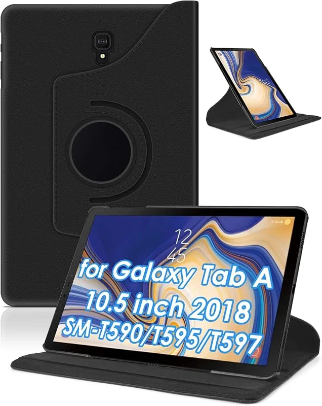 KATUMO Fodral för Samsung Galaxy Tab A 10, 5 tum 2018 (SM-590, T595, T597), Premium PU Läder Skal för Galaxy Tab A, Flip Surfplatta Fodral till Samsung Galaxy Tab A 10, 5 tum med 360 ° Roterande Stativ — Mobil och surfplatta