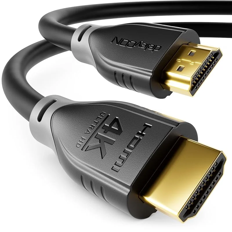 deleyCON HDMI Kabel 5m 4K@60Hz 2K@165Hz med ARC Ethernet UHD HDR 3D Hög Hastighet 18 Gbps HDMI-Kabel för Soundbar Blu-Ray Projektor Bärbar Dator TV PS4 PS5 Konsol PC Skärm - Svart Grå — Hörlurar och ljud