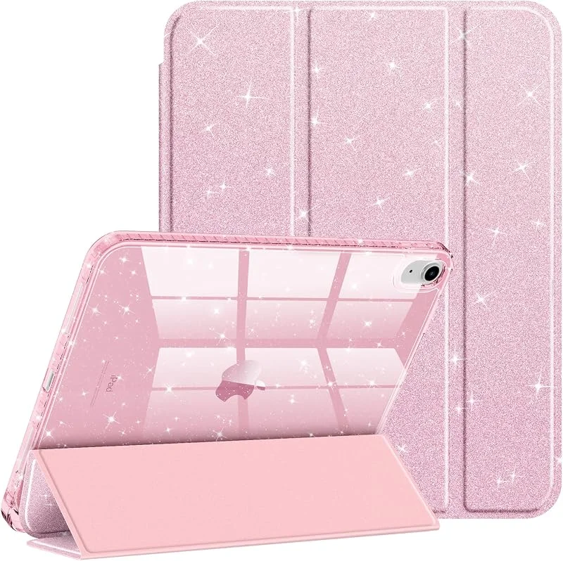 Fintie Glitterfodral för iPad (A16) 11:e generationen 11 tum (2025), iPad 10:e generationen 10, 9 tum (2022) – [inbyggd pennhållare] glittrande skydd med glänsande skal på baksidan, automatisk — Mobil och surfplatta