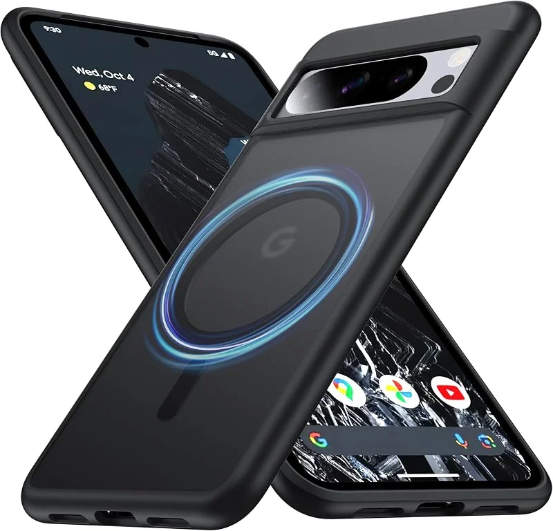 [NO.1 Magnetisk] för Google Pixel 8 Pro fodral med MagSafe [Falltestad i militärklass] [Genomskinlig matt] [Anti-fingeravtryck] smalt fodral mjukt silikonstötskydd för Google Pixel 8 Pro — Mobil och surfplatta