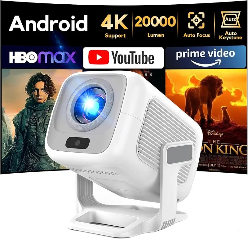 [Inbyggda APP och Autofokus] AKIYO O4 4K-projektor med WiFi 6 och Bluetooth 5.2, bärbar 1080P-projektor med 120° roterbar automatisk keystone-korrigering, för HDMI, USB, smartphone — Portabel digital och ljud