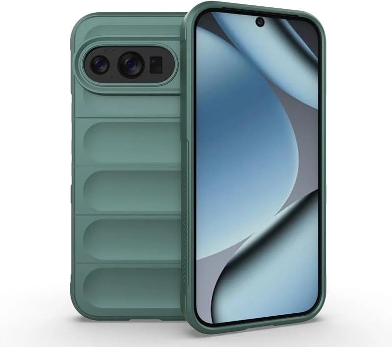 EASSGU Fodral för Google Pixel 10 (6, 3 tum) Mjukt Mobilskal i TPU-silikon Stötsäkert och Reptåligt - Grön — Mobil och surfplatta