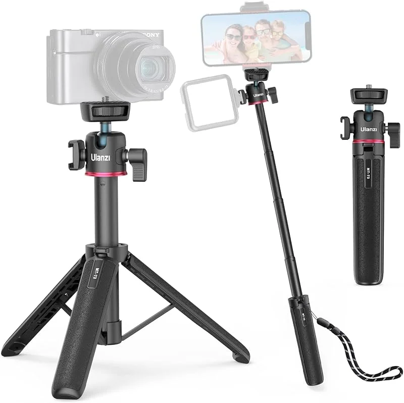 ULANZI MT-73 minikamerastativ 54 cm (21, 6 tum) med 1, 4 tum skruv, resestativ, fickstativ, kompatibel med kompakta kameror — Mobil och surfplatta