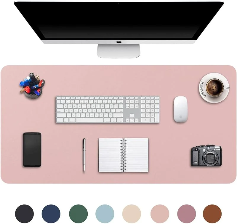 Skrivbordsmatta Stor, Utökad Musmatta, Mouse Pad XXL, Mouse Mat Extra Large, Skrivbordsblotter, Bärbar Datormatta, Skrivmatta, PU läder vattentät + mocka halkfri 90 x 43cm (Rosa) — Datortillbehör