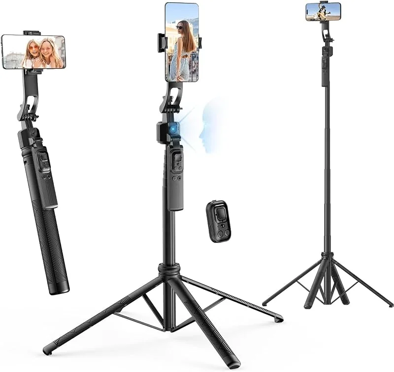 Rollei Easy Creator Quadpod med AI-spårning 360 automatisk ansiktsspårning selfiepinne med fjärrkontroll för film för Tiktok Live streaming Vlog, mobiltelefonstativ video smartphone-stativ — Mobil och surfplatta
