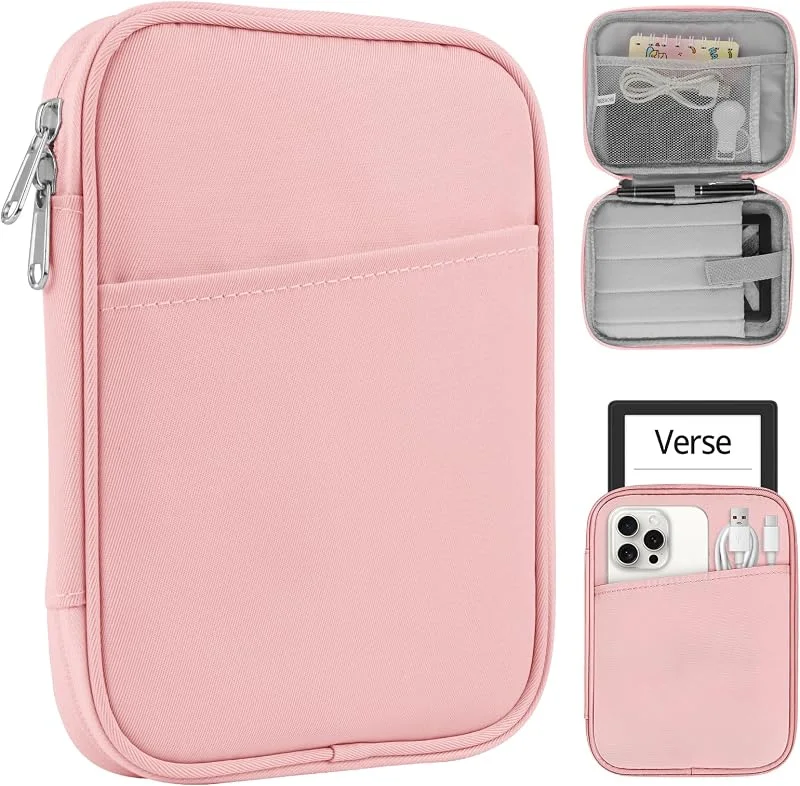 HoYiXi Bärbar Elektronisk Enhetsfodral 7-8 Tums Tablet För Fire HD 8, Fire HD 8 Plus Kompatibel Med iPad Mini (6:e Gen) 8.3" 2021, iPad Mini 5, 4, 3, 2, 1, Tab A8, 7"-8" Android Tabletfodral - Rosa — Mobil och surfplatta