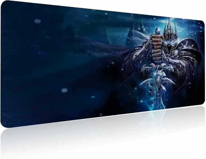 Musmatta XXL Lich King, extra stor spelmusmatta laptop skrivbordsmatta, halkfri gummibas, sydda kanter, slätt tyg, datortangentbord och möss kombinationskuddar 31, 5 x 15, 7 — Datortillbehör
