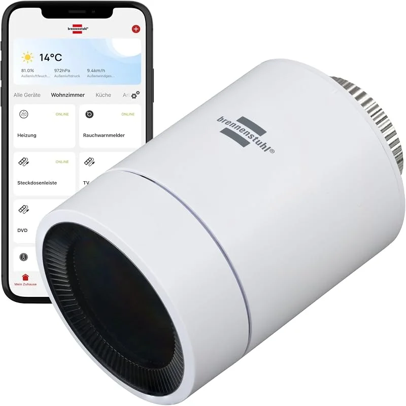 Brennenstuhl Anslut Zigbee radiatortermostat HT CZ 01 (smart Zigbee-termostat för att spara el, kompatibel med Alexa och Google Assistant, intelligent värmekontroll via app, smart hem) — Smarta hem
