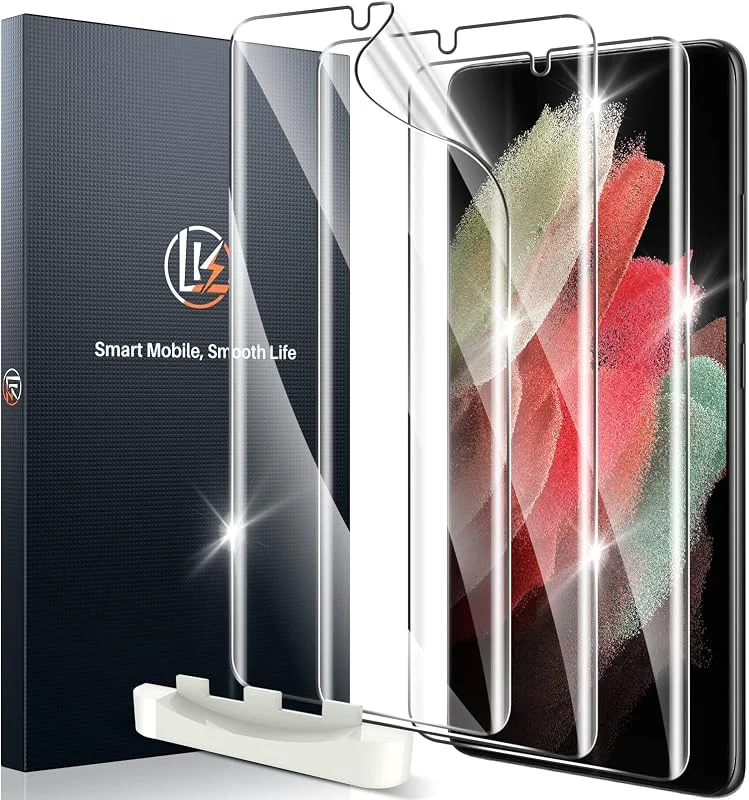 LK Kompatibel med Samsung Galaxy S21 Ultra (6, 8 tum), 3 delar, TPU-skärmskyddsfilm, HD klar mjuk transparent skärmskydd — Mobil och surfplatta