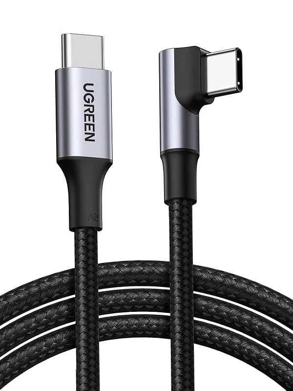 UGREEN 100W USB C-Kabel Vinkel PD 3.0 PPS Laddningskabel 90 Grader Kompatibel iPhone 15 Pro Max, Galaxy S24 Ultra, M2 MacBook Pro, Air iPad Pro 12.9 iPad Mini 6 Steam Deck (2m) — Mobil och surfplatta