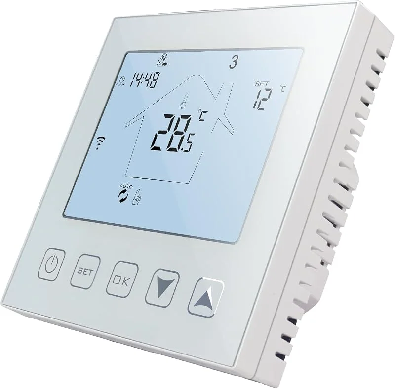 KETOTEK Smart Termostat WiFi för elektrisk golvvärme med sond, Programmerbar rumstermostat Alexa Echo, Google Assistant, Tuya Kompatibel APP & Röst kontroll 16A — Smarta hem