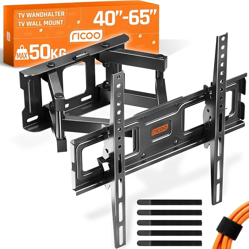 RICOO TV-väggfaste för många tv-apparater från 32-55 tum (81-140cm) S6244 upp till 60 kg och VESA 200x200-400x400, TV hållare är vridbar och lutbar — TV och streaming