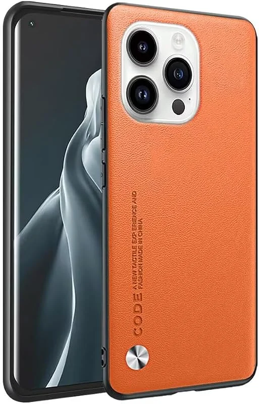 HONLEN skal för smartphone, kompatibel med iPhone 15 Pro Max (6, 7 tum) business telefonskal av läder med baksida, orange — Mobil och surfplatta