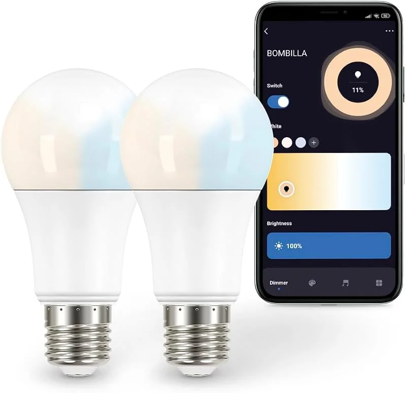 Garza Smarthome-pack med 2 LED-lampor WiFi 9 W 810 LM Standard E27 smart och programmerbar, ändra intensitet, röststyrning och app, Alexa, iOS, Google, Android, 9 W, vit — Smarta hem