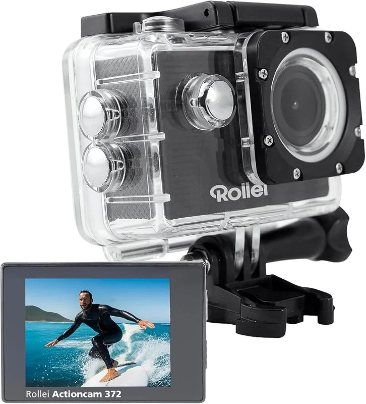 Rollei Actioncam 372 – Actionvideokamera med Full HD-videoupplösning 1080, 30 fps, vattentät upp till 30 m – svart — Portabel digital och ljud