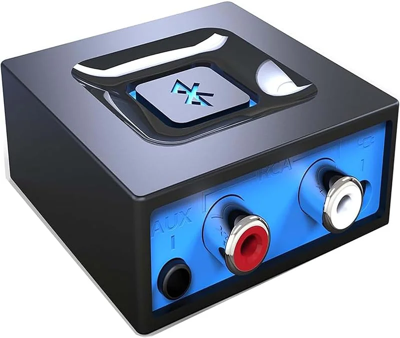esinkin [2023 Uppdaterad] Trådlös Bluetooth-ljudmottagare, Bluetooth-adapter för PC, Mac, smartphone, surfplatta, AV-mottagare, stereo, 3, 5 mm och RCA-ingång, one-push-knapp (på, av-knapp) — Portabel digital och ljud