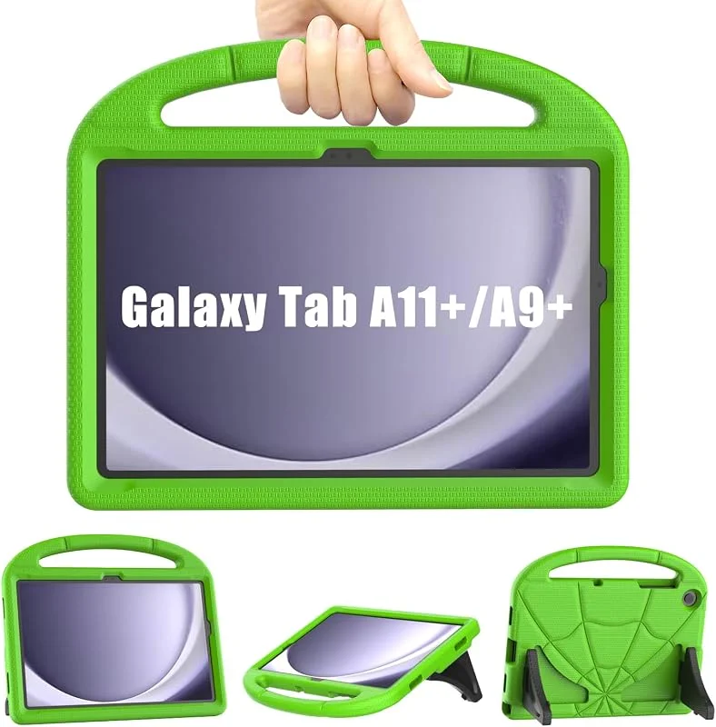 Barnfodral för Samsung Galaxy Tab A9 Plus 11 tum 2023, lätt stötsäker surfplatta fodral med handtag stativ (SM-X210, X216, X218) – grön — Mobil och surfplatta