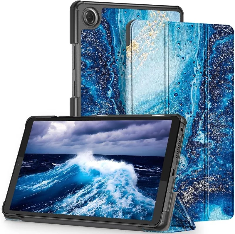 Fodral för Lenovo Tab One 8, 7 tum surfplatta, fodral med automatisk väckning, sömn, blå vågor — Mobil och surfplatta