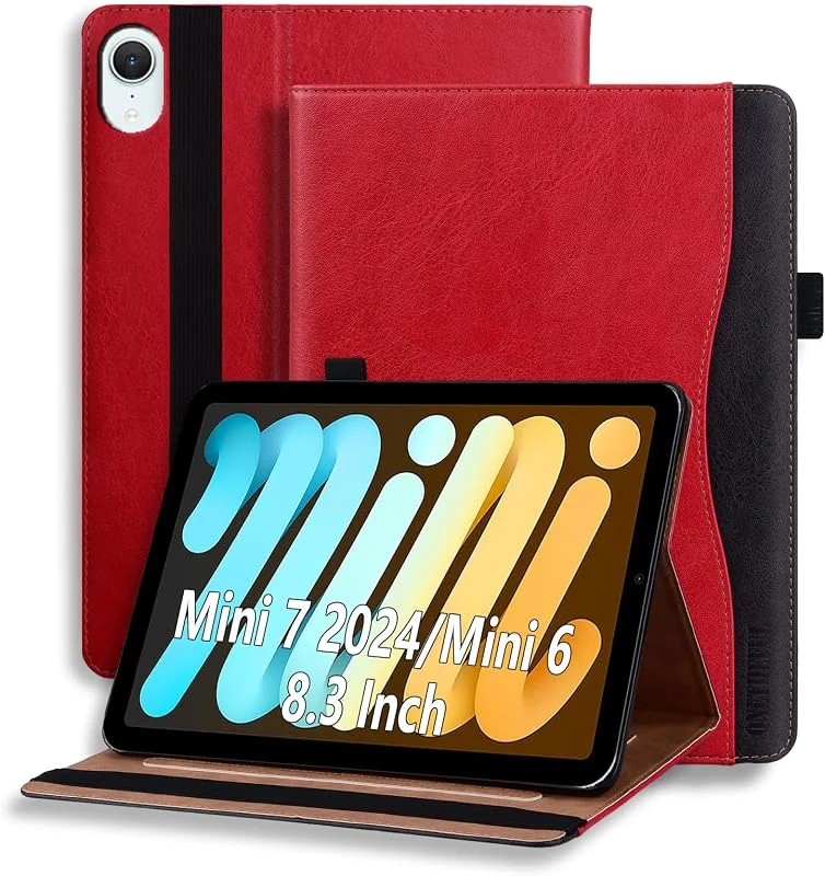 Fodral för iPad Mini (A17 Pro, 2024 modell, 7:e generationen) Mini 6 (2021 modell, 6. generationen) 8, 3 tum flip PU läder skydd stötsäkert, skyddsfodral med pennhållare och stativfunktion — Mobil och surfplatta