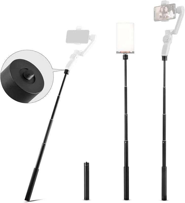 Gimbal förlängningsstång med 1, 4 tum skruv för DJI OM 5 4 SE 3 Hohem iSteady X X2 Mobile Plus Smooth 5S 5 4 Q3 GoPro Vlog Pocket Go 2 EVO actionkamera, ZHIYUN 29 tum förlängningsstång justerbar — Portabel digital och ljud
