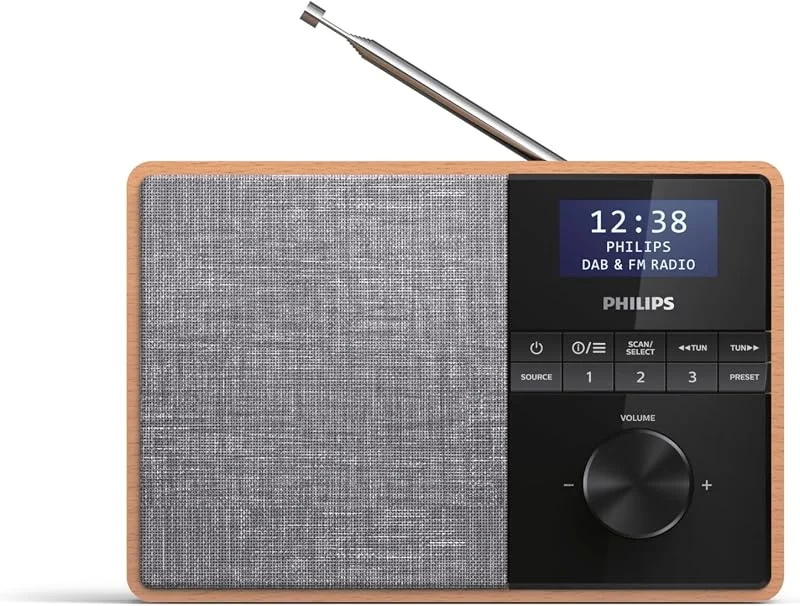 Philips R5505, 10 Bärbar Radio Bluetooth (Trähölje, DAB+, FM Radio, 3-tums Fullregisterhögtalarelement, Kökstimer, Köksradion, Nätströmsdriven eller Batteridriven) - 2020, 2021 Modell — Portabel digital och ljud