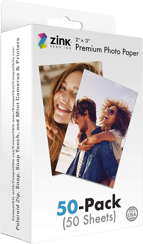 Zink 5 cm x 7, 6 cm premium omedelbart fotopapper (50-pack) kompatibel med polaroid Snap, Snap Touch, Zip och Mint kameror och skrivare — Portabel digital och ljud