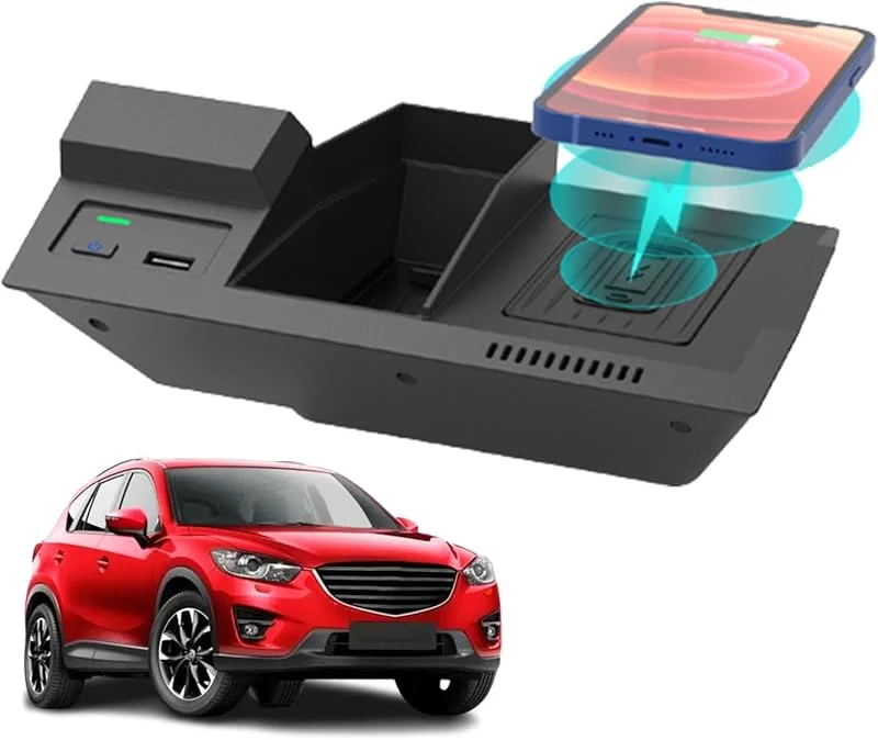 Trådlös Billaddare för Mazda CX-5 (2017-2022), 15W Snabb Laddningsplatta För Telefon för Alla Qi-aktiverade Mobiltelefoner — Mobil och surfplatta