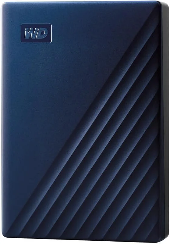 WD My Passport för Mac 4TB, bärbar extern hårddisk, USB 3.2 Gen 1, USB 3.0, lösenordsskydd, programvara för säkerhetskopiering, formaterad för macOS, Midnattsblå — Hårvård