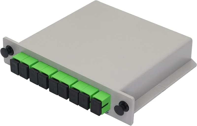 GINTOOYUN 1 x 8 fiber optisk PLC splitter SC, APC splitter kassettkort insättning singelläge för hemledningar, tekniska projekt, fiberoptisk LAN — TV och streaming