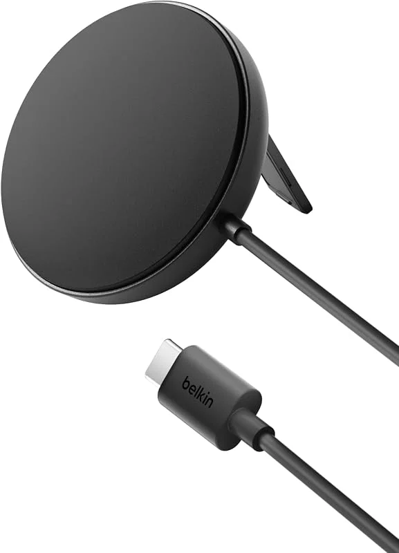 Belkin trådlös magnetisk laddningsplatta 15 W med utfällbart stöd - MagSafe-kompatibel Qi2-laddare för iPhone 16-serien, Samsung Galaxy S25-serien, AirPods, m.fl. (utan strömförsörjning) - Svart — Mobil och surfplatta