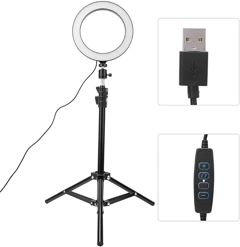 Sxhlseller Ring Light - Adjustable USB LED Ring Light - for Laptop PC, Power Group, USB Charger, AC Adapter - Ring Light with Mobile Phone Holder Stand — Mobil och surfplatta