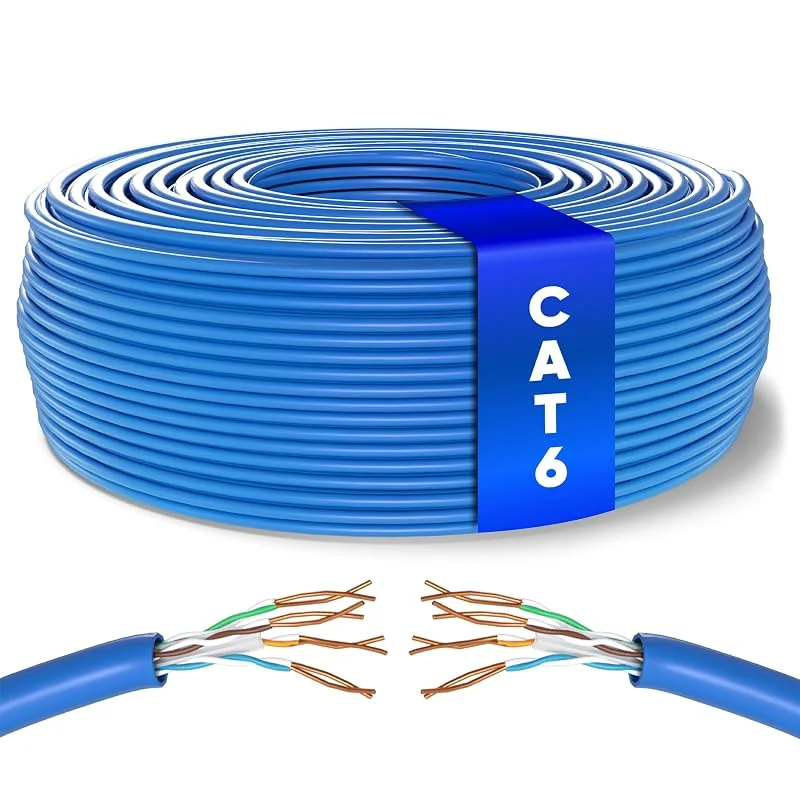 Mr. Tronic Cat6 Ethernet-Kabel 50 M, Bulk Network LAN-Kabel för Snabb Internet 1 Gbps 250 MHz, AWG24, UTP, CCA (Blå) — Laddning och kablar