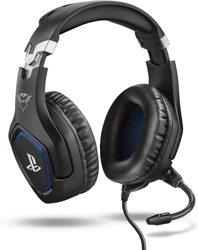 Trust Gaming GXT 488 Forze [Officiellt licensierad för PS4] Spelheadset för Playstation 4 med flexibel mikrofon och inbyggd fjärrkontroll – svart — Hörlurar och ljud