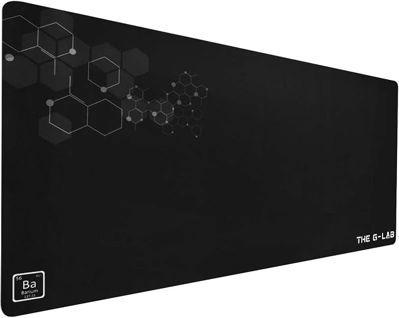 THE G-Lab Pad Barium – XXL spelmusmatta – stor gamer-musmatta – optimerad yta med hög precision – halkfri gummibas – extra stor musmatta 900 x 400 x 2 mm – svart — Datortillbehör
