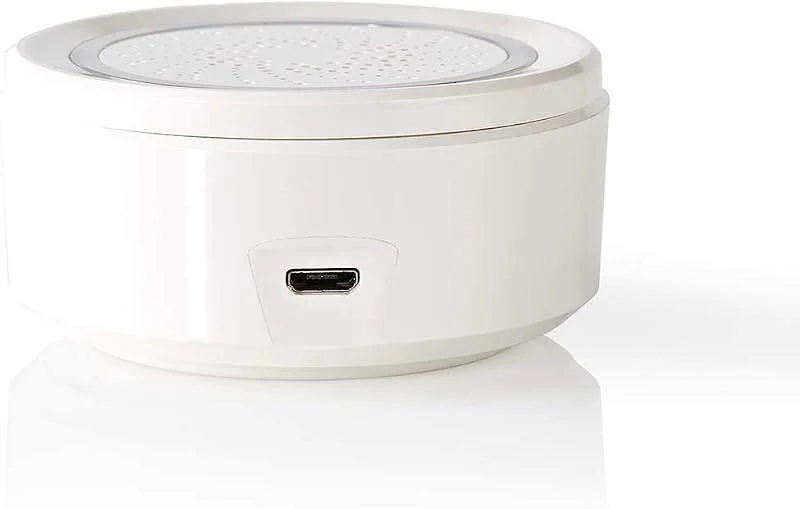 Nedis SmartLife WIFISI10CWT siren – WiFi, 8 Ljud, LED, Appstyrning, Alexa, Google — Smarta hem
