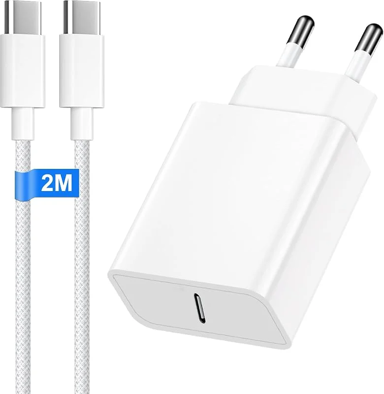 30W USB C-Laddare för Phone 17, 16 15, 16 15 Pro, 16 15 Pro Max, 16 15 Plus, Laddningskabel för iPad Pro, Air 2025, USB C Strömadapter med 2m Nylonkabel, USBC Nätdel Snabbladdare, Snabbladdningskabel — Mobil och surfplatta