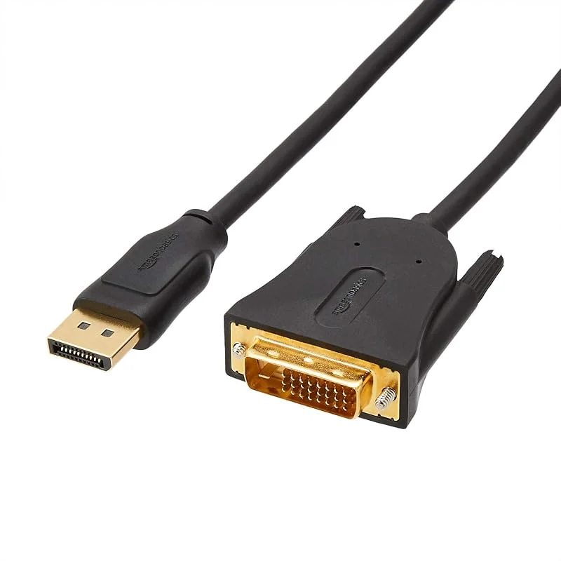 Amazon Basics DisplayPort till DVI-skärmkabel, 1920x1080p, 1080 vid 60 Hz, vinylkabel, guldpläterade kontakter, (1, 83 m), svart — Laddning och kablar