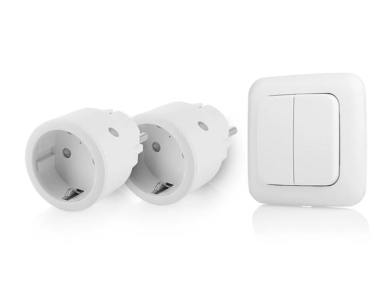 Smartwares Inomhus strömbrytare set – Plug & Connect, 2 smarta uttag, trådlös väggströmbrytare — Smarta hem