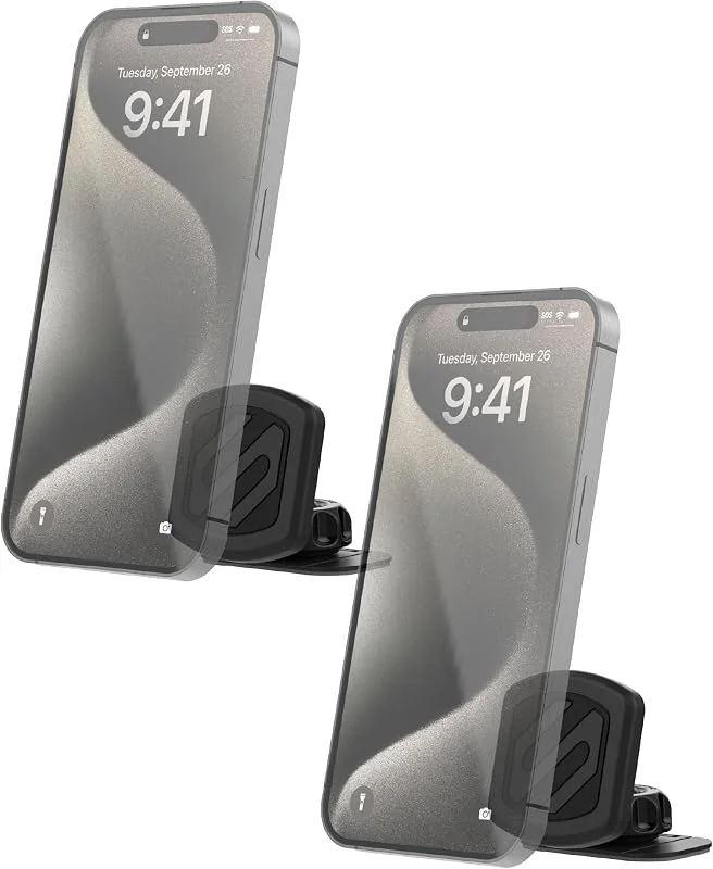 Scosche MAGKIT MagicMount magnetisk biltelefonhållare montering – 360 graders justerbart huvud, universal med alla enheter – instrumentpanelsfäste – paket med 2, svart — Mobil och surfplatta