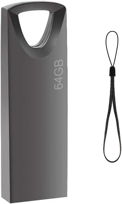 Geweo Minne Stick 64 GB, Mini Pen Drive Metall USB Flash-enhet Vattentät USB-nyckel Kompatibel Med PC Bärbara Datorer Surfplatta Etc (Grå) — Datortillbehör